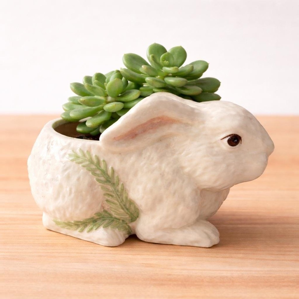 Mud Pie Ceramic‎ Bunny Rabbit Planter Cottagecore Easter Decor Succulent Pot
